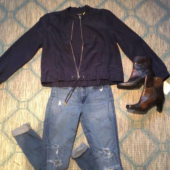 Ellen Tracy Blue Jacket Wind Breaker Zip Up Spring Fall Casual Size L - Picture 5 of 12